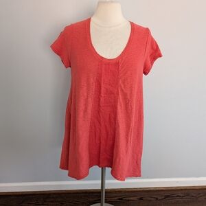 Women's The Phoenix Orange Red Linen Cotton Blend Blouse Top Medium